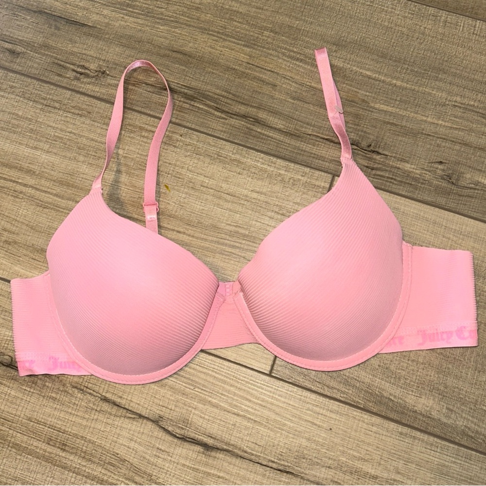 Juicy Couture Push-up Bra Low Cut Pink 38C T Shirt Underwire